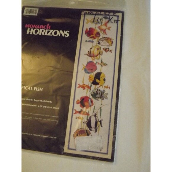 Monarch Horizons Colorful Tropical Fish Counted Cross Stitch Kit 6" x 24" CS34 - Picture 1 of 4